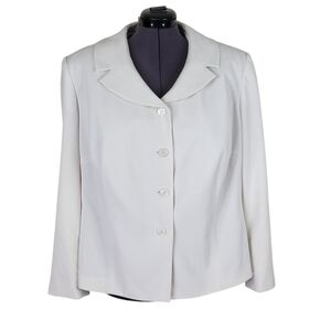 Emily Blazer Plus Size 22W Textured Notch Collar 4 Button Stretch Lined White